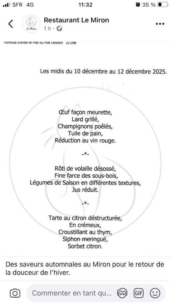 Le Miron - Menu Image 1